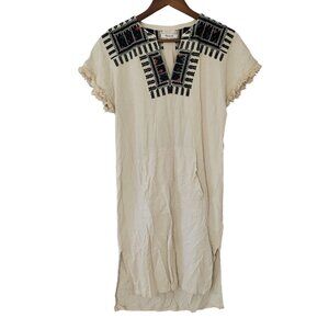Madewell Linen Blend Embroidered Paradise Dress in Stone Womens Size XXS Boho